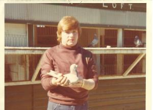 Joe Murphy and his Palamos pigeon 1976..jpg